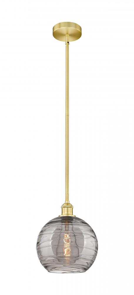 Athens Deco Swirl - 1 Light - 10 inch - Satin Gold - Cord hung - Mini Pendant