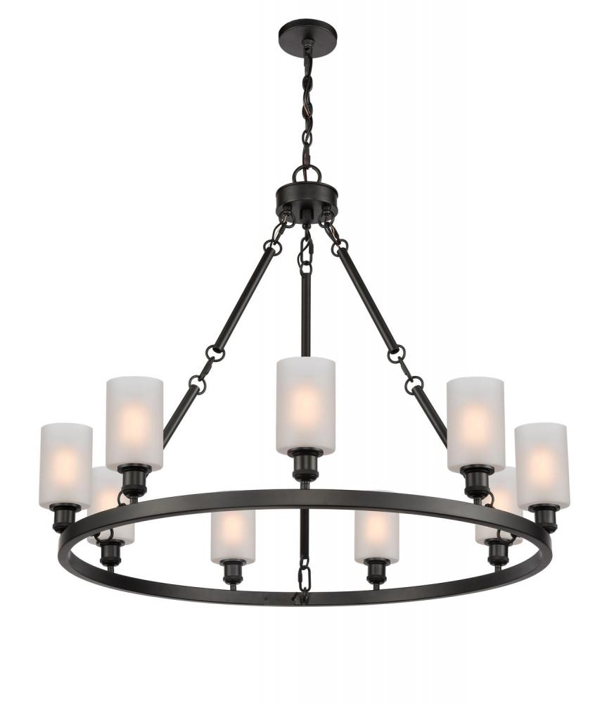 Clymer - 9 Light - 40 inch - Matte Black - Chain Hung - Chandelier