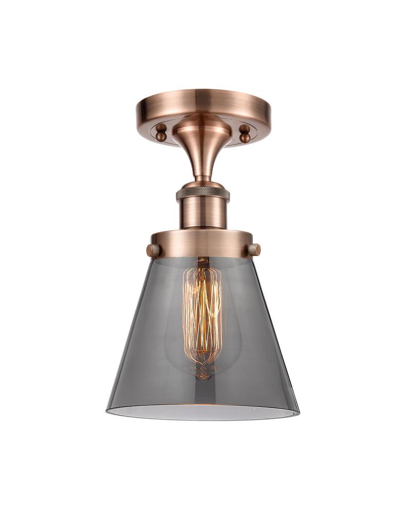 Cone - 1 Light - 6 inch - Antique Copper - Semi-Flush Mount