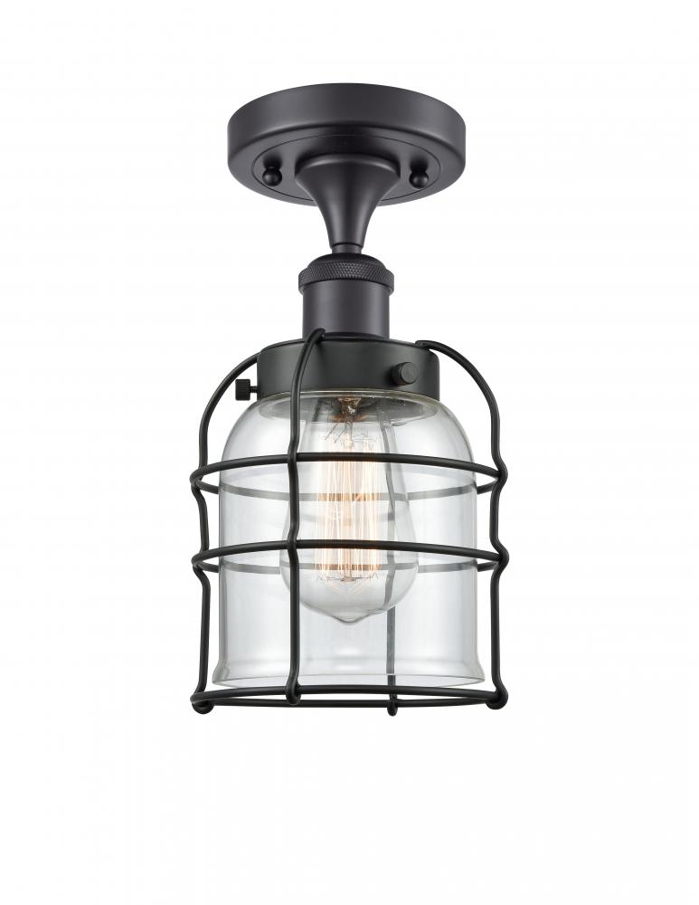 Bell Cage - 1 Light - 5 inch - Matte Black - Semi-Flush Mount