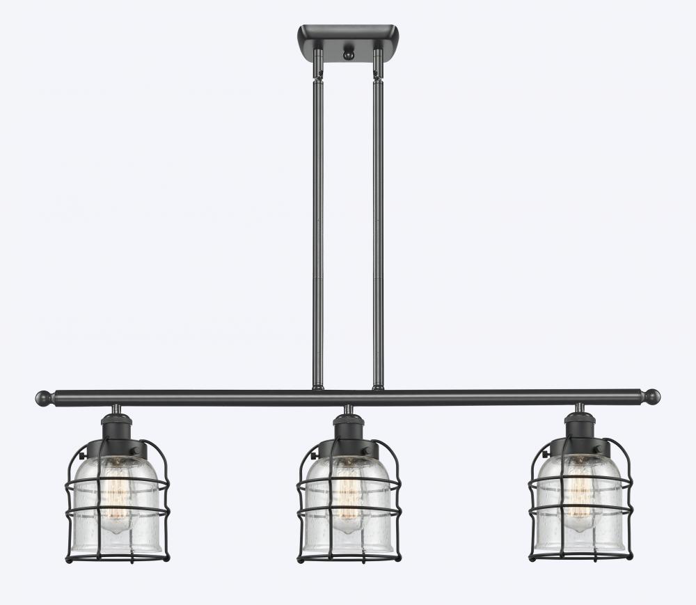 Bell Cage - 3 Light - 36 inch - Matte Black - Stem Hung - Island Light