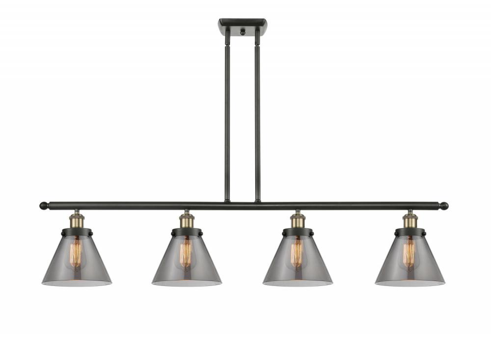 Cone - 4 Light - 48 inch - Black Antique Brass - Stem Hung - Island Light