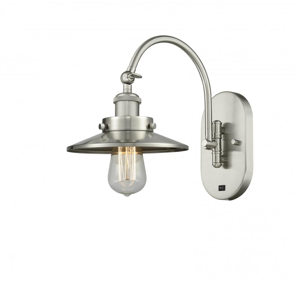 Railroad - 1 Light - 8 inch - Brushed Satin Nickel - Sconce