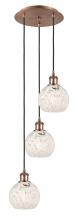  113B-3P-AC-G1216-6WM - White Mouchette - 3 Light - 13 inch - Antique Copper - Cord Hung - Multi Pendant