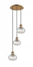 Innovations Lighting 113B-3P-BB-G555-6CL - Ithaca - 3 Light - 13 inch - Brushed Brass - Cord hung - Multi Pendant