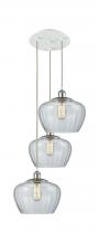  113B-3P-WPC-G92-L - Fenton - 3 Light - 18 inch - White Polished Chrome - Cord Hung - Multi Pendant