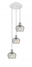  113B-3P-WPC-G92 - Fenton - 3 Light - 13 inch - White Polished Chrome - Cord Hung - Multi Pendant