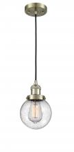 Innovations Lighting 201C-AB-G204-6-LED - Beacon - 1 Light - 6 inch - Antique Brass - Cord hung - Mini Pendant