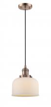  201C-AC-G71 - Bell - 1 Light - 8 inch - Antique Copper - Cord hung - Mini Pendant