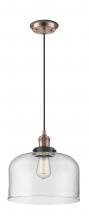 Innovations Lighting 201CBP-ACBK-G72-L - Bell - 1 Light - 12 inch - Antique Copper - Cord hung - Mini Pendant