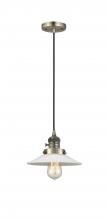 Innovations Lighting 201CSW-AB-G1-LED - Halophane - 1 Light - 9 inch - Antique Brass - Cord hung - Mini Pendant