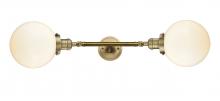 Innovations Lighting 208L-BB-G201-8-LED - Beacon - 2 Light - 8 inch - Brushed Brass - Bath Vanity Light