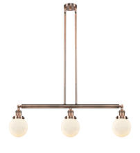 Innovations Lighting 213-AC-G201-6-LED - Beacon - 3 Light - 39 inch - Antique Copper - Stem Hung - Island Light