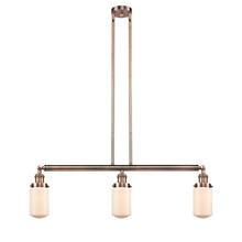 Innovations Lighting 213-AC-G311-LED - Dover - 3 Light - 37 inch - Antique Copper - Stem Hung - Island Light