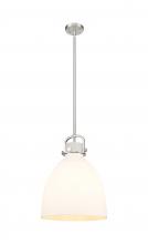  410-1SL-SN-G412-14WH - Newton Bell - 1 Light - 14 inch - Satin Nickel - Pendant