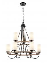 Innovations Lighting 442-9CR-BK-W-LED - Paladin - 9 Light - 32 inch - Matte Black - Chain Hung - Chandelier