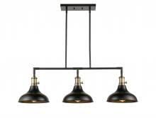  443SW-3I-BAB-M15BK - Metro - 3 Light - 38 inch - Black Antique Brass - Cord hung - Island Light