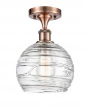 Innovations Lighting 516-1C-AC-G1213-8-LED - Athens Deco Swirl - 1 Light - 8 inch - Antique Copper - Semi-Flush Mount