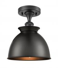 Innovations Lighting 516-1C-BK-M14-BK-LED - Adirondack - 1 Light - 8 inch - Matte Black - Semi-Flush Mount