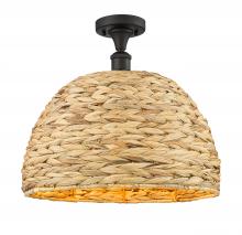 Innovations Lighting 516-1C-OB-RBD-16-NAT - Woven Rattan - 1 Light - 16 inch - Oil Rubbed Bronze - Semi-Flush Mount