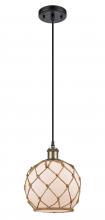 Innovations Lighting 516-1P-BAB-G121-8RB-LED - Farmhouse Rope - 1 Light - 8 inch - Black Antique Brass - Cord hung - Mini Pendant