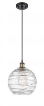 Innovations Lighting 516-1P-BAB-G1213-10-LED - Athens Deco Swirl - 1 Light - 10 inch - Black Antique Brass - Cord hung - Mini Pendant