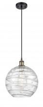 Innovations Lighting 516-1P-BAB-G1213-12-LED - Athens Deco Swirl - 1 Light - 12 inch - Black Antique Brass - Cord hung - Mini Pendant