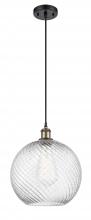 Innovations Lighting 516-1P-BAB-G1214-12-LED - Athens Twisted Swirl - 1 Light - 12 inch - Black Antique Brass - Cord hung - Mini Pendant