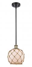 Innovations Lighting 516-1S-BAB-G121-8RB-LED - Farmhouse Rope - 1 Light - 8 inch - Black Antique Brass - Mini Pendant