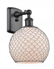 Innovations Lighting 516-1W-BK-G121-8CBK-LED - Farmhouse Chicken Wire - 1 Light - 8 inch - Matte Black - Sconce