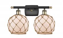 Innovations Lighting 516-2W-BAB-G121-8RB-LED - Farmhouse Rope - 2 Light - 18 inch - Black Antique Brass - Bath Vanity Light