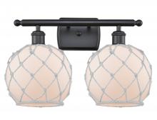 Innovations Lighting 516-2W-BK-G121-8RW-LED - Farmhouse Rope - 2 Light - 18 inch - Matte Black - Bath Vanity Light