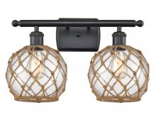 Innovations Lighting 516-2W-BK-G122-8RB-LED - Farmhouse Rope - 2 Light - 18 inch - Matte Black - Bath Vanity Light