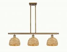  516-3I-BB-RBD-8-NAT - Woven Rattan - 3 Light - 36 inch - Brushed Brass - Multi Pendant