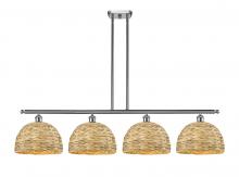  516-4I-SN-RBD-12-NAT - Woven Rattan - 4 Light - 50 inch - Satin Nickel - Multi Pendant