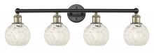  616-4W-BAB-G1216-6WM - White Mouchette - 4 Light - 33 inch - Black Antique Brass - Bath Vanity Light