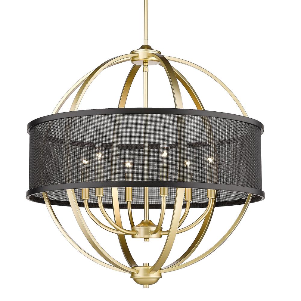 Colson 6 Light Chandelier in Olympic Gold & Matte Black Shade