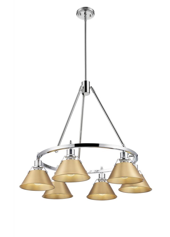 Orwell CH 6 Light Chandelier in Chrome with Brushed Champagne Bronze shades