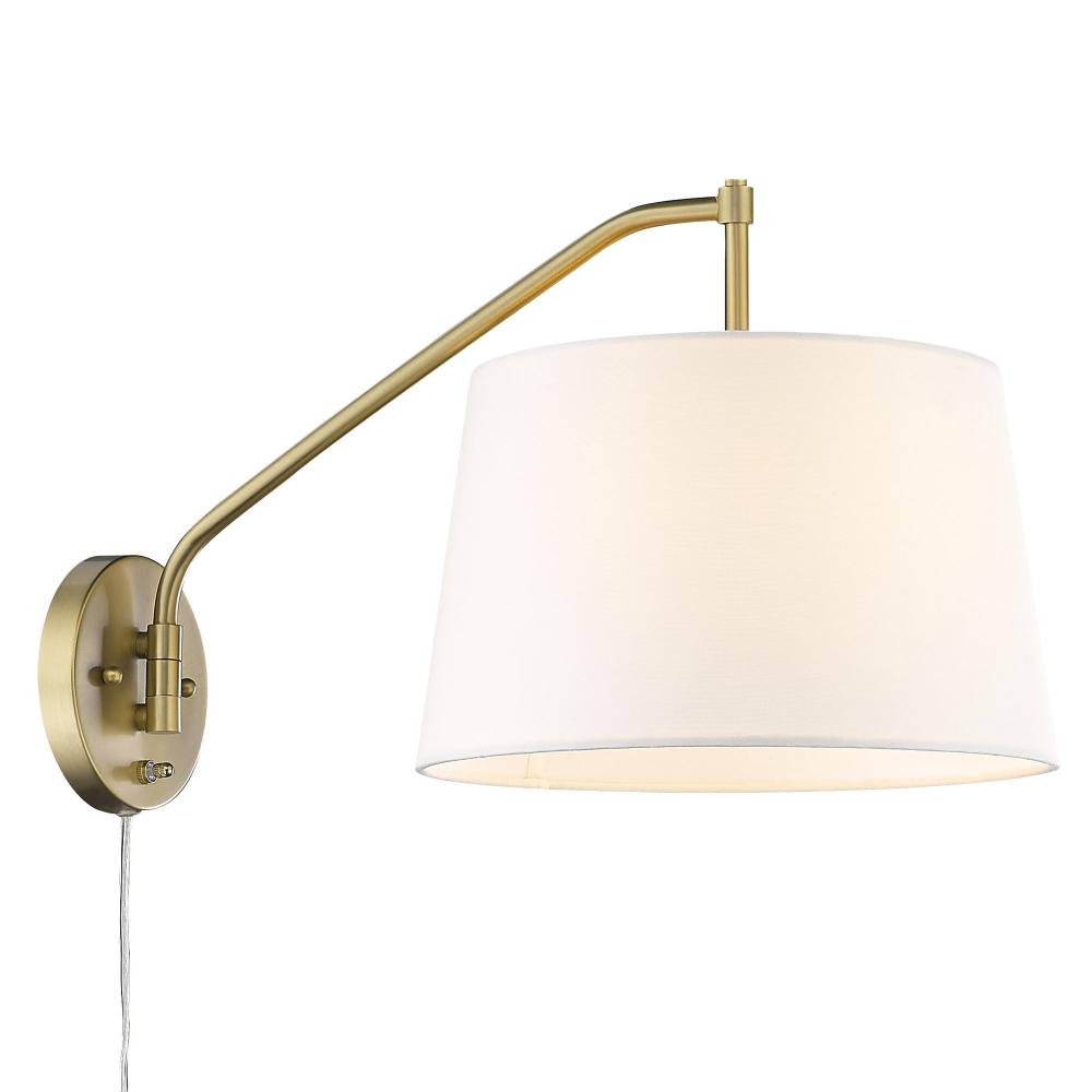 Ryleigh Articulating Wall Sconce in Brushed Champagne Bronze with Modern White Shade