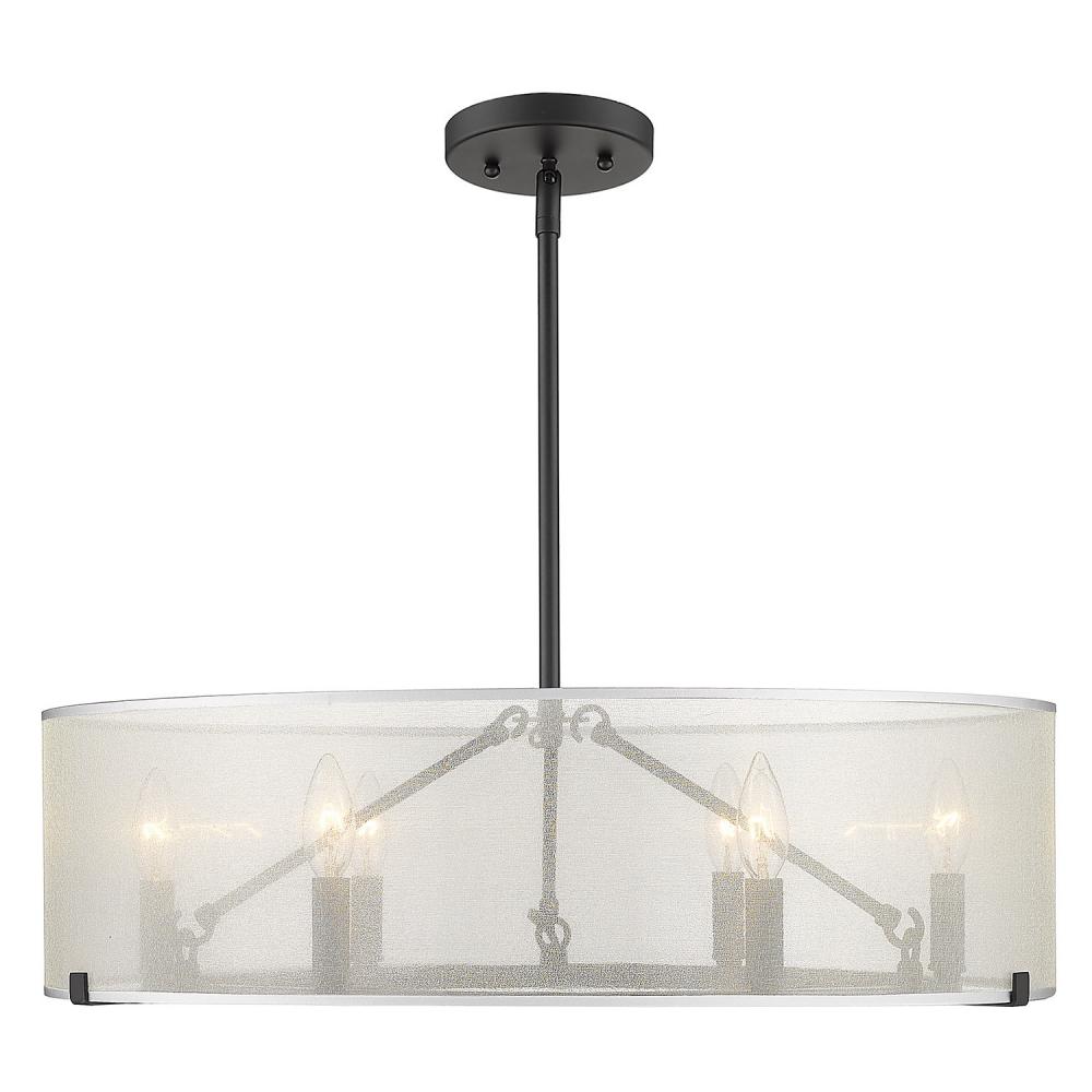 Alyssa 6 Light Chandelier (short rod only) in Matte Black