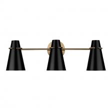 Golden 2122-BA3 MBS-BLK - Reeva 3 Light Bath Vanity in Modern Brass with Matte Black Shade