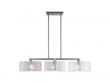 Golden 3164-LP PW-HWG - Aenon 3-Light Linear Pendant in Pewter with Hammered Water Glass