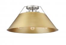 Golden 3306-3FM PW-BCB - Orwell PW 3 Light Flush Mount in Pewter with Brushed Champagne Bronze shade