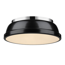 Golden 3602-14 CH-BK - Duncan 14" Flush Mount in Chrome with a Black Shade