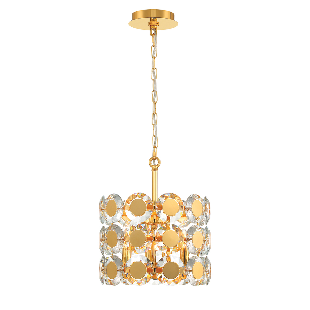 Perrene 3 Light Pendant in Gold