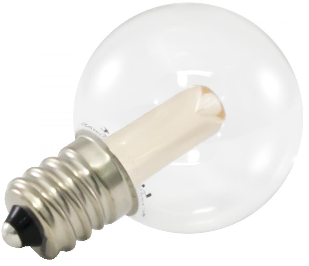 Premium Grade LED Lamp Small Globe, Candelabra base, Ultra Warm White (2400K) with Clear Glass, wet 