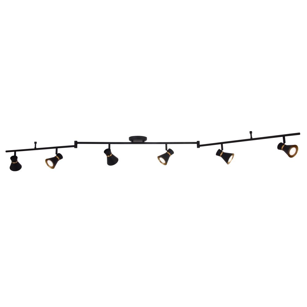 Alto 6 Light LED Directional Light Matte Black and Satin Brass