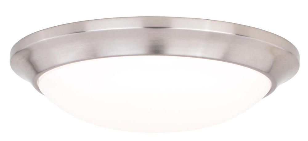 Leo 12" LED Bluetooth Flush Mount Satin Nickel