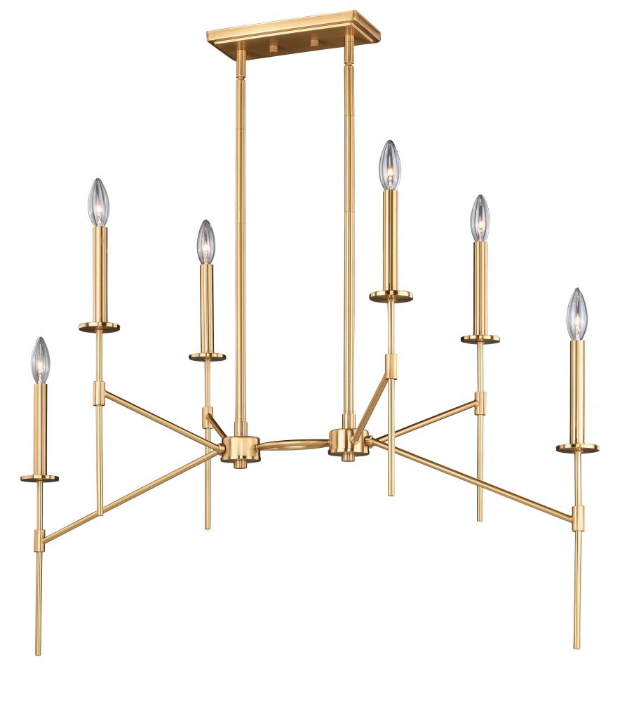 Kedzie 6L Linear Chandelier Natural Brass