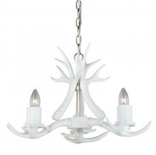 Vaxcel International H0160 - Vail 3L Antler Mini Chandelier White, Polished Nickel